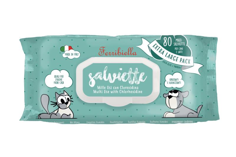 Lingettes Ferribiella- Multi Usage Avec Chlorhexidine – Chien & chat (80pcs)