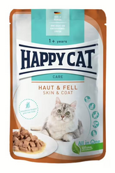 Happy Cat Meat in Sauce Aliment Humide Chat - Care Skin & Coat - Peau et Pelage 85g