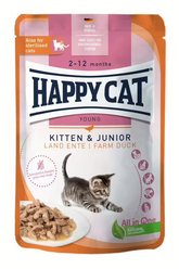Happy Cat Meat in Sauce Aliment Humide Chat - Kitten & Junior Farm Duck 85g