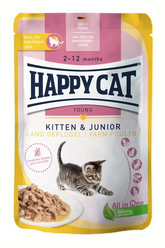 Happy Cat Meat in Sauce Aliment Humide Chat - Kitten & Junior Farm Poultry 85g
