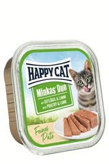 Happy Cat Aliment Humide Chat Minkas Duo Poultry & Lamb Pâté 100g