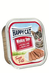 Happy Cat Aliment Humide Chat Minkas Duo Poultry & Beef Pâté 100g