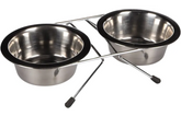 Gamelle pour la nourriture et l'eau Duo dinner support Arjun Argent