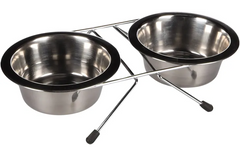Gamelle pour la nourriture et l'eau Duo dinner support Arjun Argent