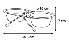 Gamelle pour la nourriture et l'eau Duo dinner support Arjun Argent