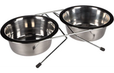 Gamelle pour la nourriture et l'eau Duo dinner support Arjun Argent
