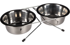 Gamelle pour la nourriture et l'eau Duo dinner support Arjun Argent