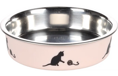 Gamelle pour la nourriture et l'eau Dena Rond Rose & Argent 180 ML