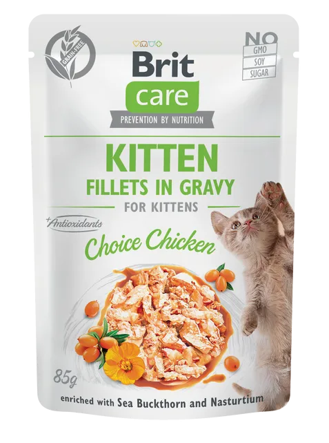 Brit Care Cat Kitten. Aliment Humide Chat Fillets in Gravy Choice Chicken 85 g