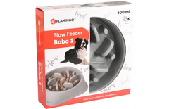 Flamingo Gamelle pour la nourriture Slow feeder Bobo Rond Gris 500ml