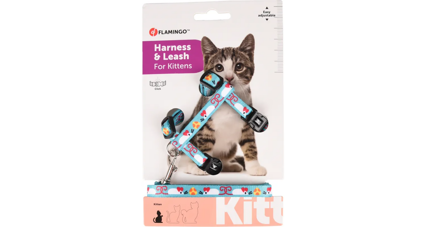 KITTEN HARNESS WITH LEASH ARWEN LIGHT BLUE
