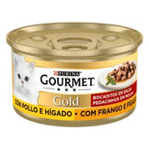 PURINA® GOURMET® GOLD ALIMENT HUMIDE CHAT CROCS À LA SAUCE POULET ET FOIE 85 G