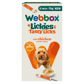 Webbox Lickies Tasty Licks Chicken Creamy Dog Treats (5x15g) 75g