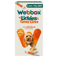 Webbox Lickies Tasty Licks Chicken Creamy Dog Treats (5x15g) 75g
