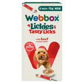 Webbox Lickies Tasty Licks Beef Creamy Dog Treats (5x15G) 75g