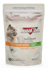Bonacibo Aliment Humide Chat Stérilisés Poulet Gelée aux morceaux 85g
