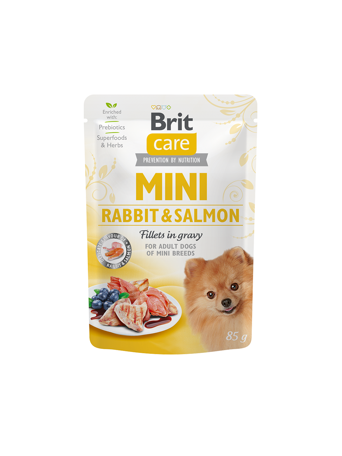 Brit Care Aliment Humide Chien Mini Rabbit & Salmon fillets in gravy 85 G