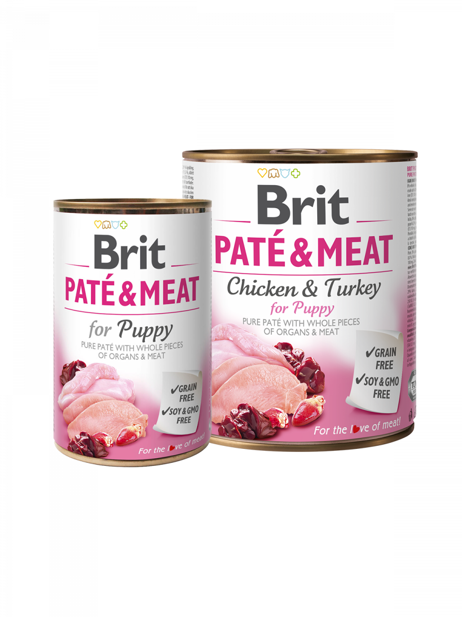 BRIT Aliment Humide Chien PÂTÉ & VIANDE-POULET & DINDE - CHIOT 400 G