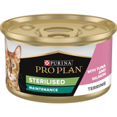 PRO PLAN® STERILISED MAINTENANCE, Aliment Humide Chat Terrine, au Thon et au Saumon 85 G