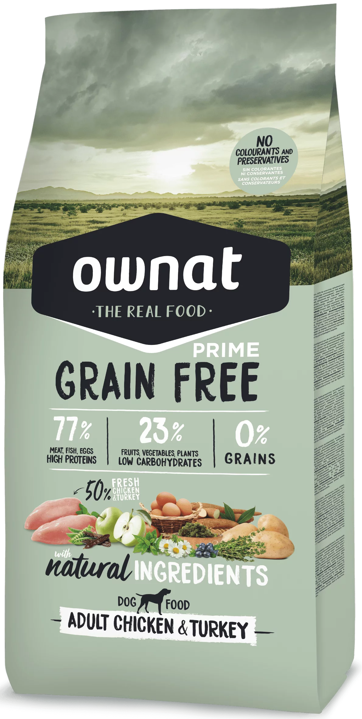Ownat Grain Free Prime Aliment Sec Chien Adult Poulet & Dinde 12 Kg