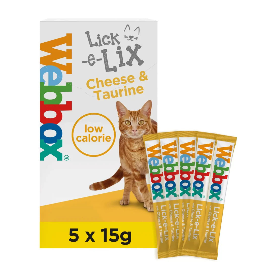 Webbox Lick-e-Lix Gâteries pour chats au fromage et à la taurine (5x15g)
