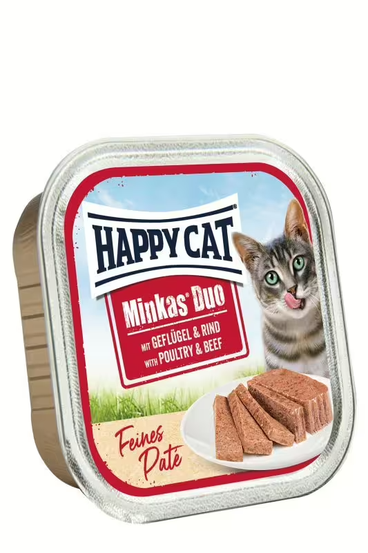 Happy Cat Aliment Humide Chat Minkas Duo Poultry & Beef Pâté 100g