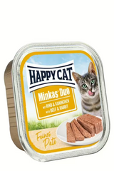 Happy Cat Aliment Humide Chat Minkas Duo Beef & Rabbit Pâté 100g