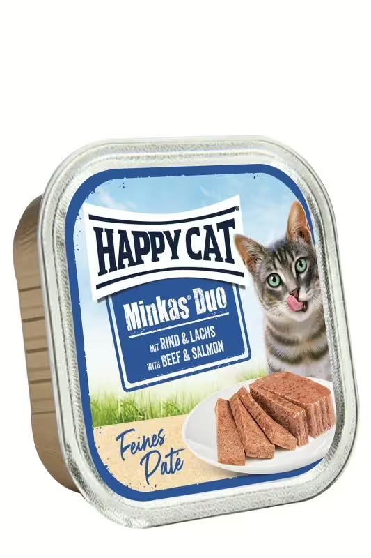 Happy Cat Aliment Humide Chat Minkas Duo Beef & Salmon Pâté 100g