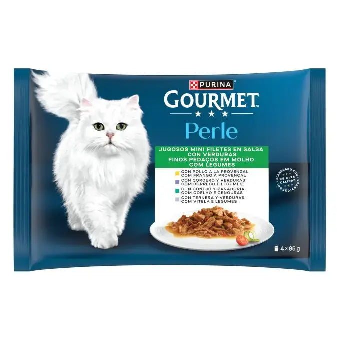 PURINA® GOURMET® Perle ALIMENT HUMIDE CHAT fines tranches avec légumes 4x85G