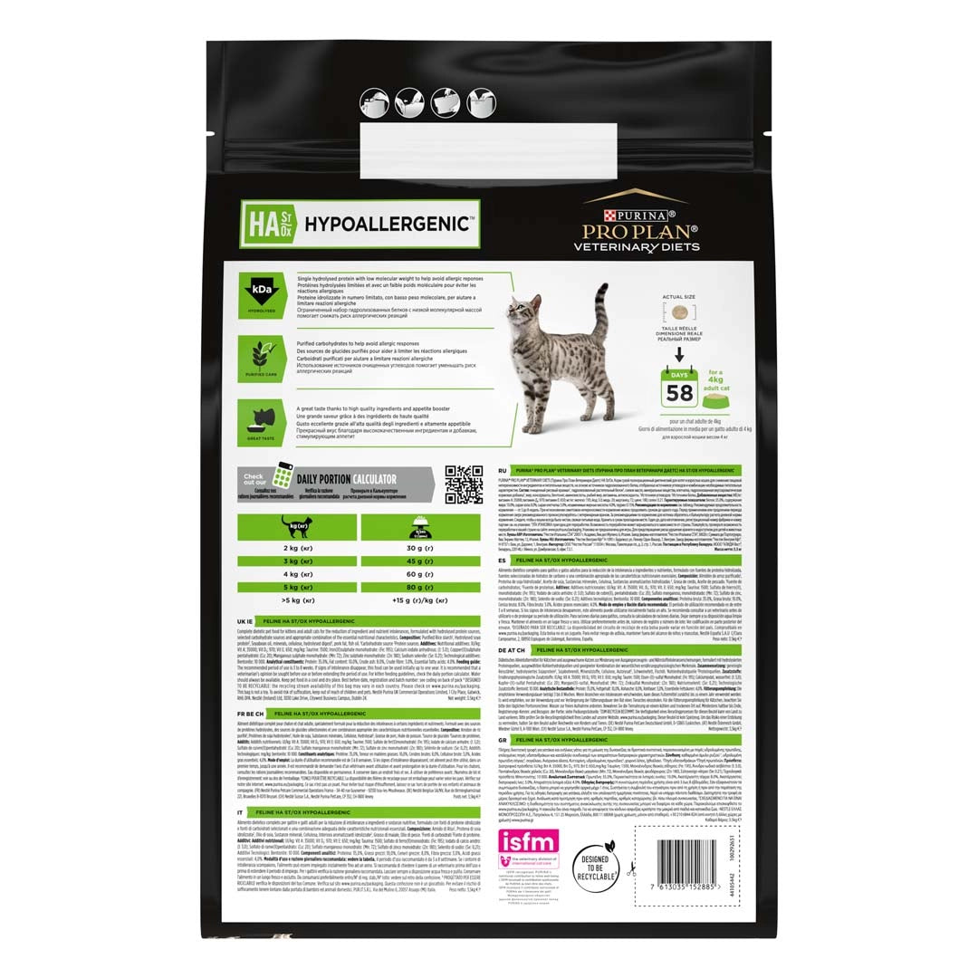 Pro Plan® Veterinary Diets  Hypoallergenic - Chat sujets à l&#39;Allergie Alimentaire 1.3 Kg