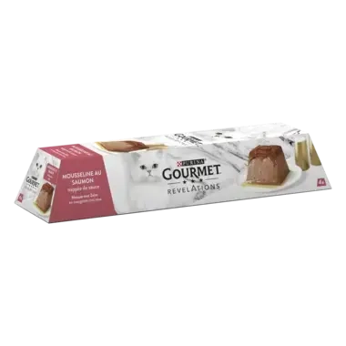 GOURMET® REVELATIONS au Saumon Aliment Humide Chat - Les Mousselines nappées de Sauce (4x57g)