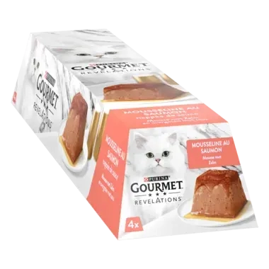 GOURMET® REVELATIONS au Saumon Aliment Humide Chat - Les Mousselines nappées de Sauce (4x57g)
