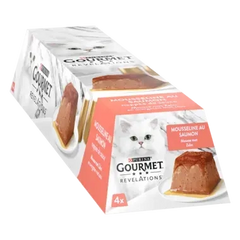 GOURMET® REVELATIONS au Saumon Aliment Humide Chat - Les Mousselines nappées de Sauce (4x57g)