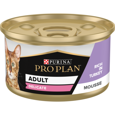 PURINA® PRO PLAN® DELICATE Aliment Humide Chat, Mousse, Riche en Dinde 85 G