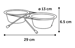 Flamingo Gamelle pour la nourriture et l'eau Duo dinner support Arjun Argent 380 ML