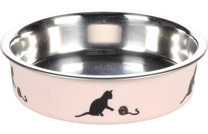 Gamelle pour la nourriture et l'eau Dena Rond Rose & Argent 180 ML