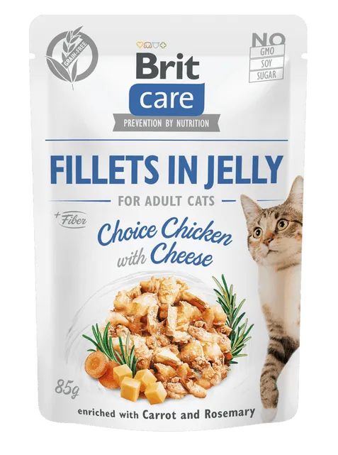 Brit Care Cat Aliment Humide Chat Fillets in Jelly Choice Chicken with Cheese 85 g