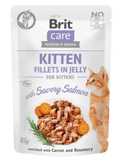 Brit Care Cat Aliment Humide Chat Kitten. Fillets in Jelly with Savory Salmon 85 g