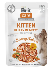 BRIT CARE CAT Aliment Humide Chat Fillets in Gravy with Savory Salmon Kitten 85 g
