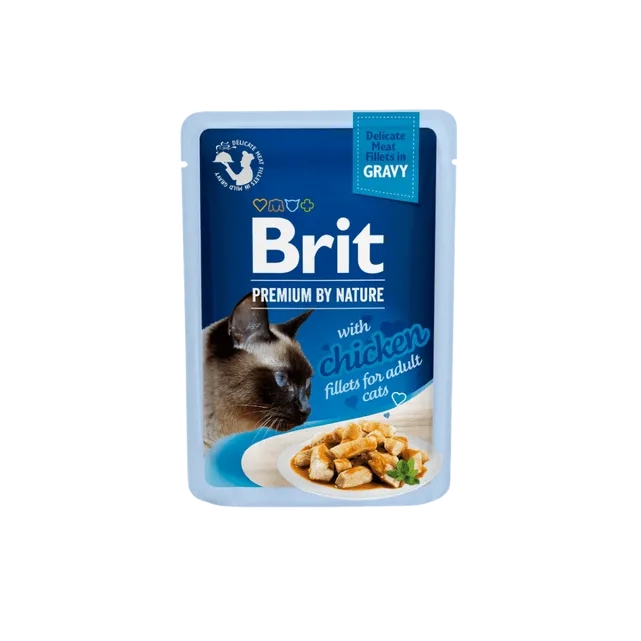 Brit Premium Aliment Humide Chat Delicate Fillets in Gravy with Chicken 85 g