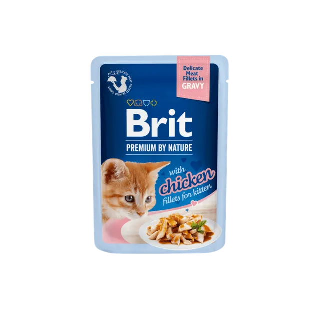Brit Premium Aliment Humide Chat Delicate Fillets in Gravy with Chicken for Kitten 85 g
