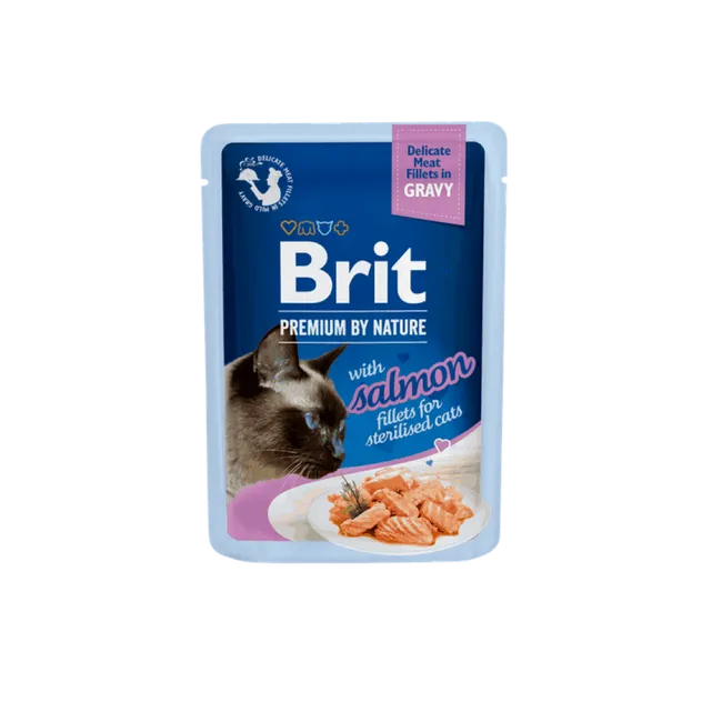 Brit Premium Aliment Humide Chat Delicate Fillets in Gravy with Salmon for Sterilised 85 g