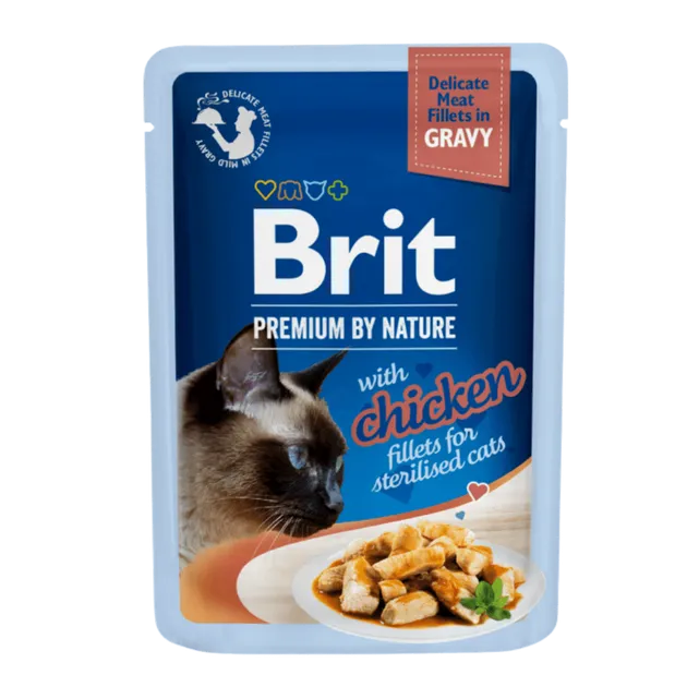 Brit Premium Aliment Humide Chat Delicate Fillets in Gravy with Chicken for Sterilised 85 g