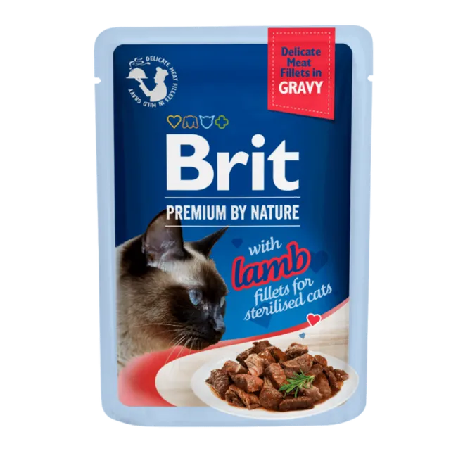 Brit Premium Aliment Humide Chat Delicate Fillets in Gravy with Lamb for Sterilised 85 g
