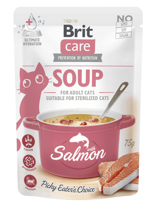 Brit Care Aliment Humide Chat Soupe au saumon pour chats 75 g