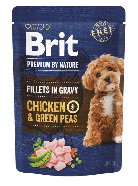 Brit Premium by Nature Filets de chien en sauce Poulet &amp; Pois Verts 85 g