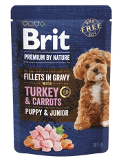 Brit Premium by Nature Aliment Humide Chien Puppy & Junior Filets en Sauce à la Dinde et aux Carottes 85 g