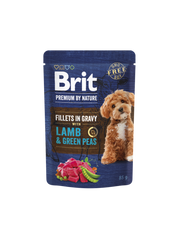 Brit Premium by Nature Dog Aliment Humide Chien Fillets in Gravy with Lamb & Green Peas 85 G