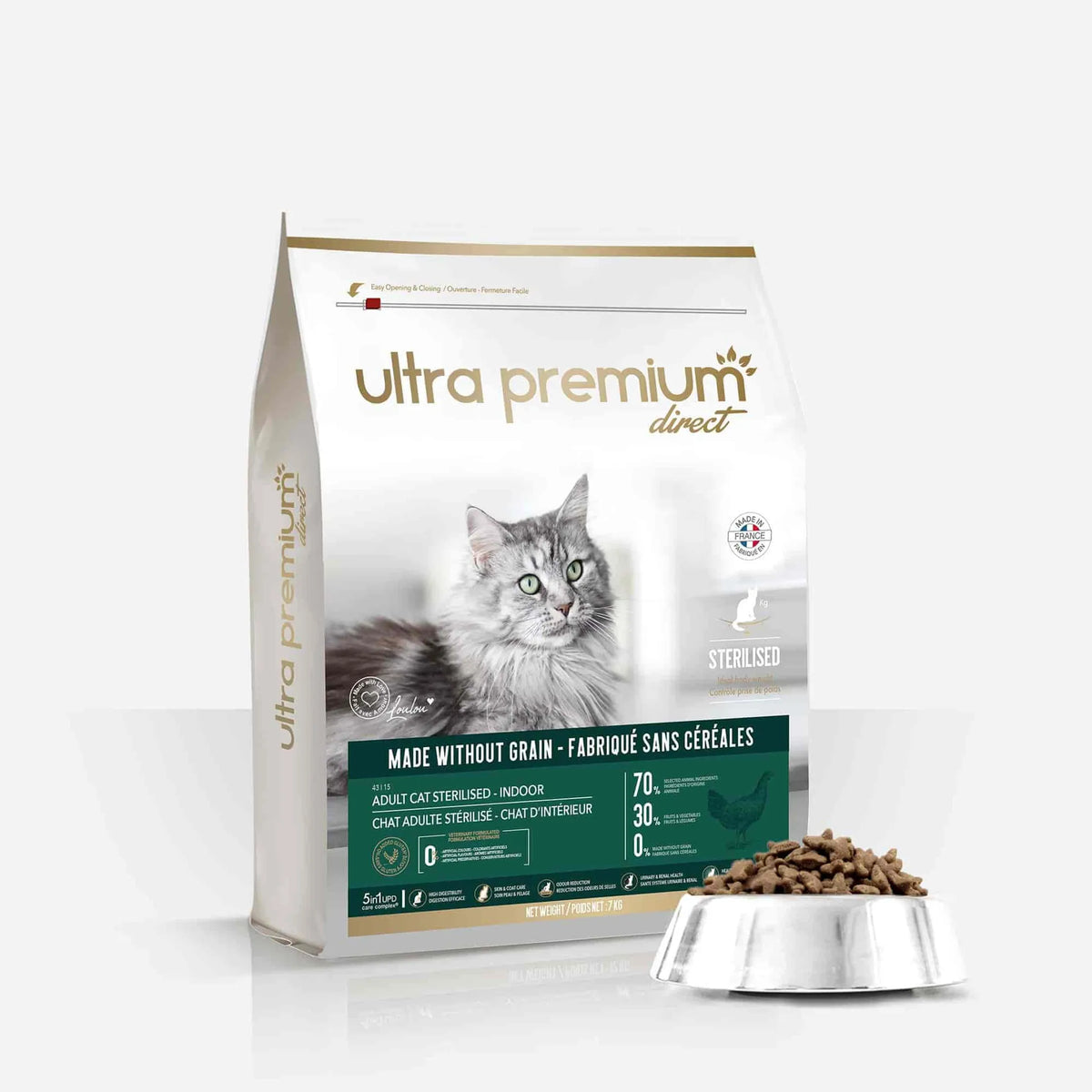 Ultra Premium Direct Croquettes Sans Céréales pour Chat Adulte Stérilisé ou d&#39;intérieur