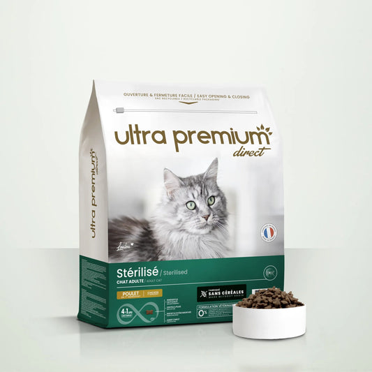 Ultra Premium Direct Aliment Sec pour Chat Sans Céréales pour Chat Adulte Stérilisé ou d'intérieur Poulet